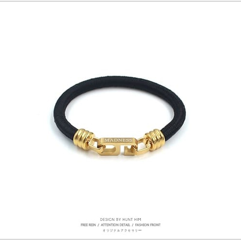 WRISTBAND GELANG UNISEX MADNESS KAIN STAINLESS ANTI KARAT KOREA GOLD