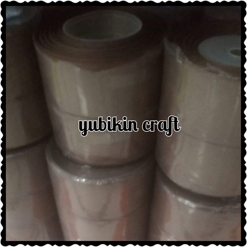 1 Roll Pita Grossgrain-Pita Salur-Pita Garis 4cm Coklat Tua