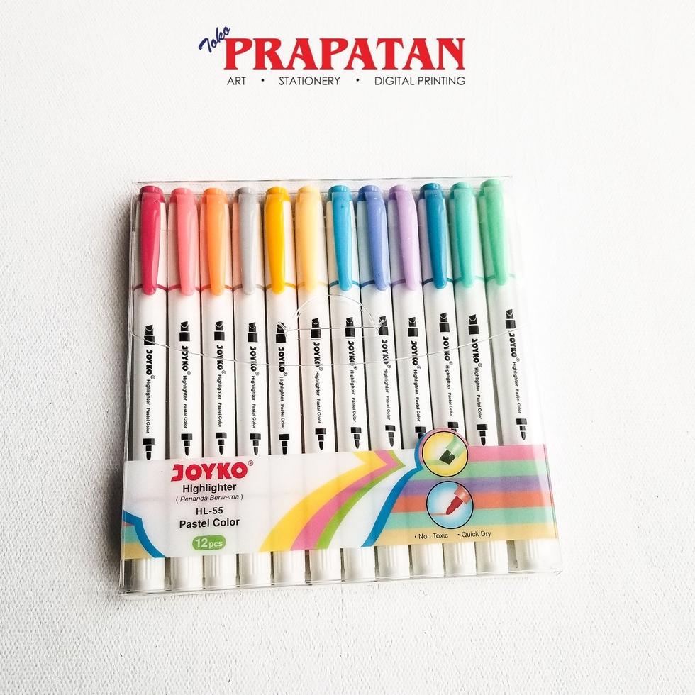 

(PROMO TF059) Spidol Highlighter Marker Pastel Color Joyko 12 warna HL-55 ✹