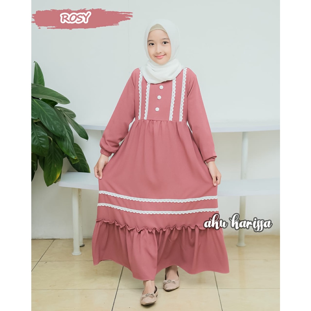 Gamis Anak REYNA DENISA aku karissa kids Itycrepe Kancing BAJU MUSLIM RENDA ADEM BEST SELLER S M L XL