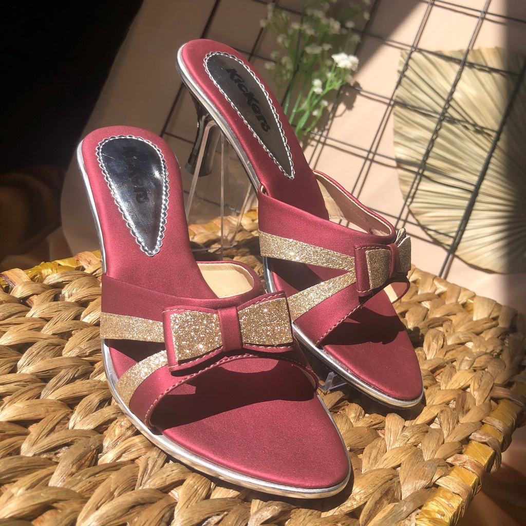 (HARGA PROMO=PACKING TANPA KARDUS) SANDAL HIGHHEELS NISSA 1 CEWEK RESEPSI HAK TINGGI 5CM  PEREMPUAN HEELS KERJA PESTA IBU  FEMINIM PESTA TERLARIS TERMURAH  WANITA GLITER LANCIP TERMURAH TERLARIS