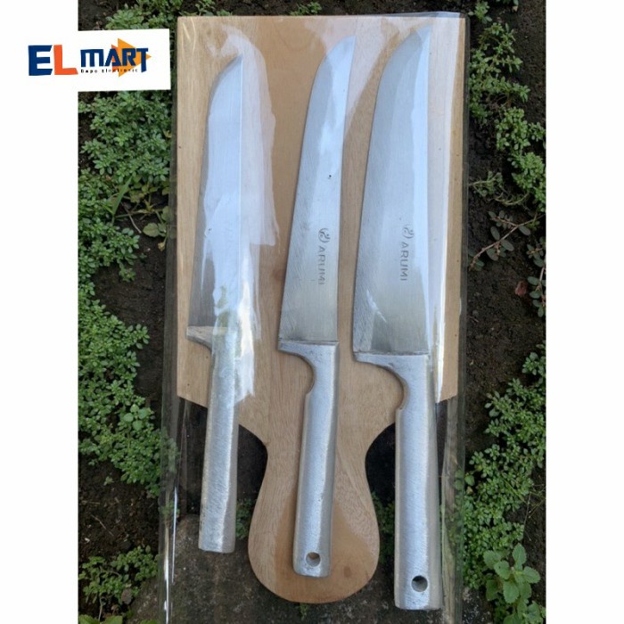 Pisau Set Telenan 4 in 1 Stainless plus Telenan Kayu Murah Awet PST01