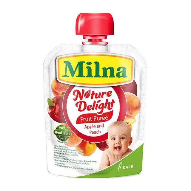 Milna Nature Delight Fruit Puree 80gr - Cemilan Anak