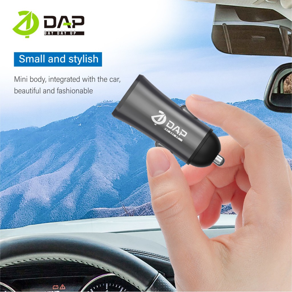 DAP D-CC2N Car Charger Dual Port USB 2.4A With Cable Micro USB New D-CC2