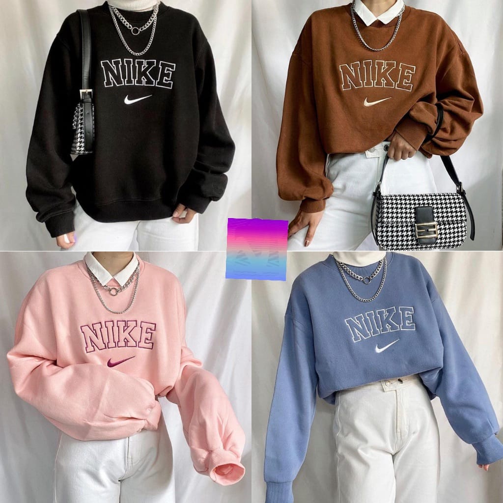 NIIKE SIMPLE BORDIR SWEATER UNISEX - ATASAN TEBAL HALUS TERLARIS