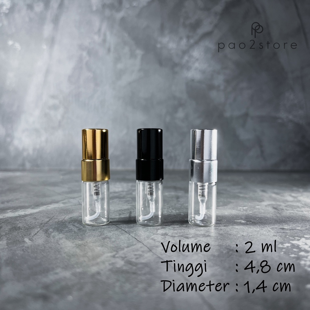 Botol Spray Kaca 2ml Tutup Besi / Metal / Aluminium - Parfum Isi Ulang Minyak Wangi Decant Share in Jar