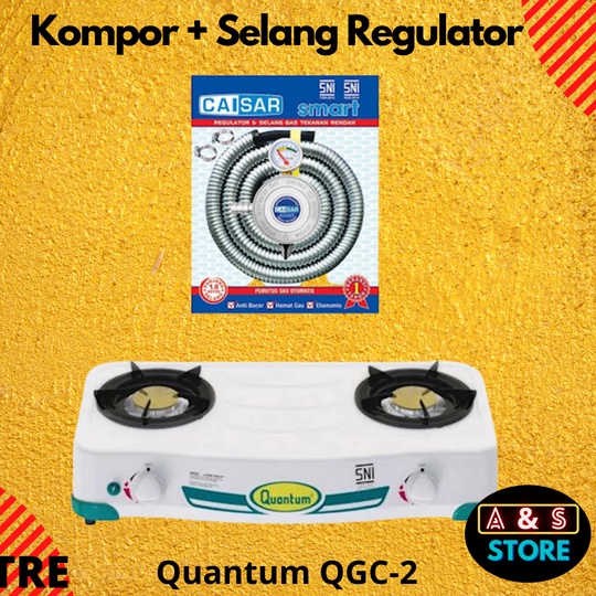 Kompor Gas Quantum 2 Tungku + Selang Regulator QGC-2 Paket Hemat
