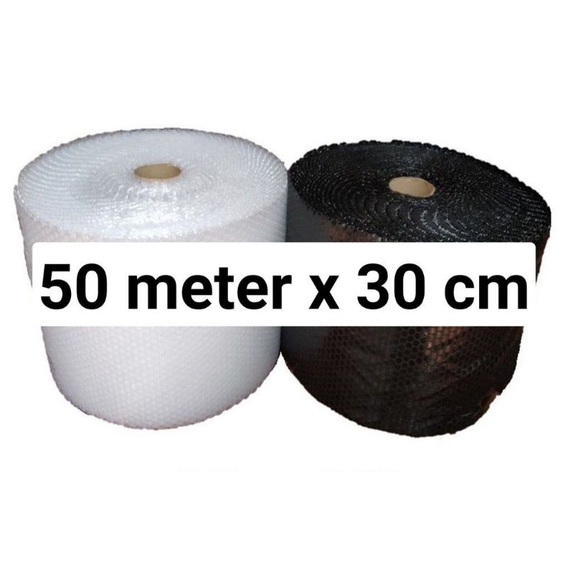 

Bubble Wrap 50 meter x 30Cm hitam / Bubble wrap packing 50 meter x 30Cm Putih