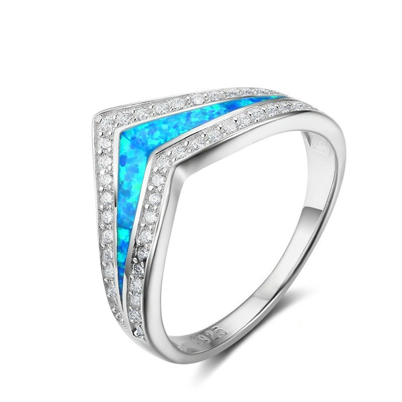 Frozen Princess Crown Ring V-shaped Opal Diamond Ring