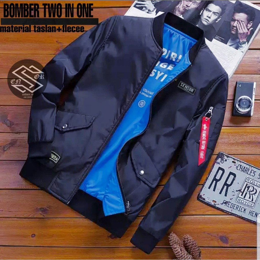 Jaket Bomber Bolak Balik Pria / Jaket Bomber Two in One Terbaru