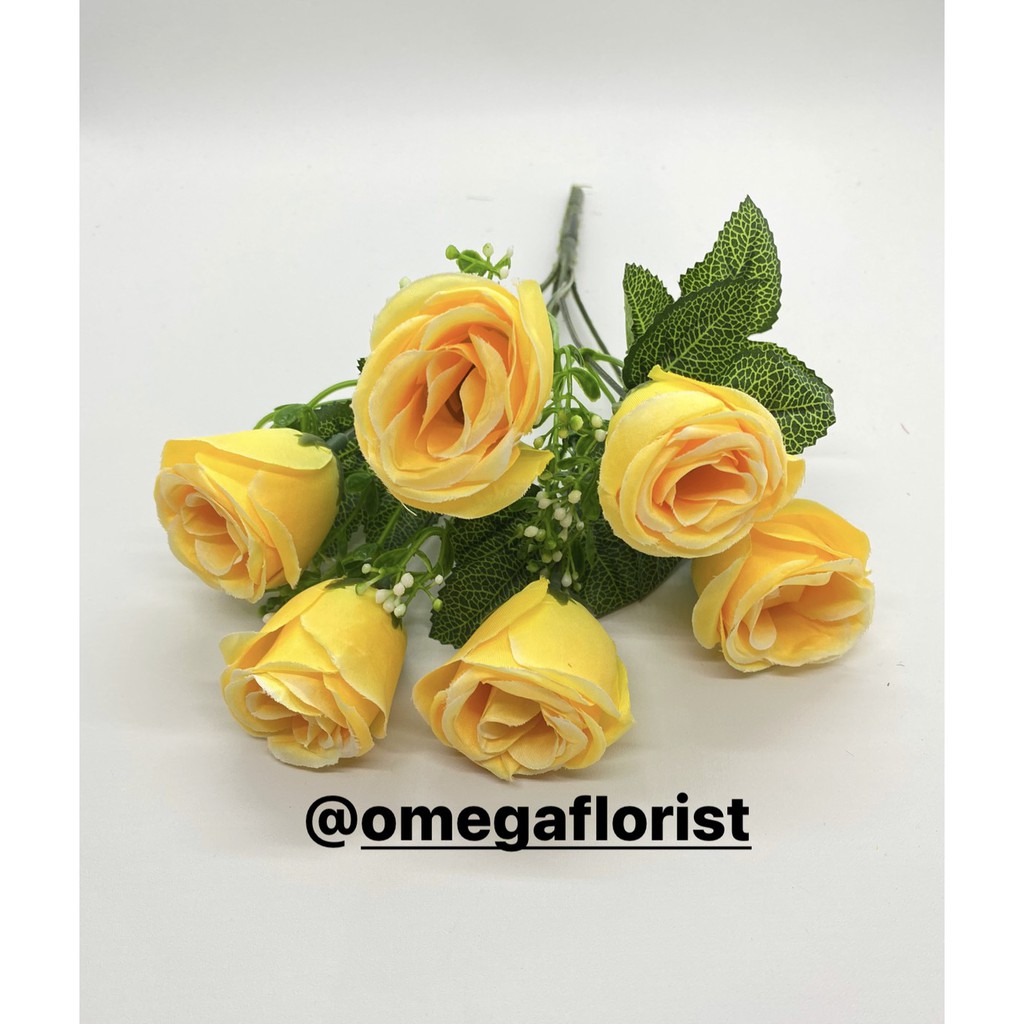 Bunga Kuncup Tropis Rose Artificial Bunga Artificial/Bunga Plastik/Bunga Dekorasi/Dekorasi Pernikahan/Pernikahan-Kuning
