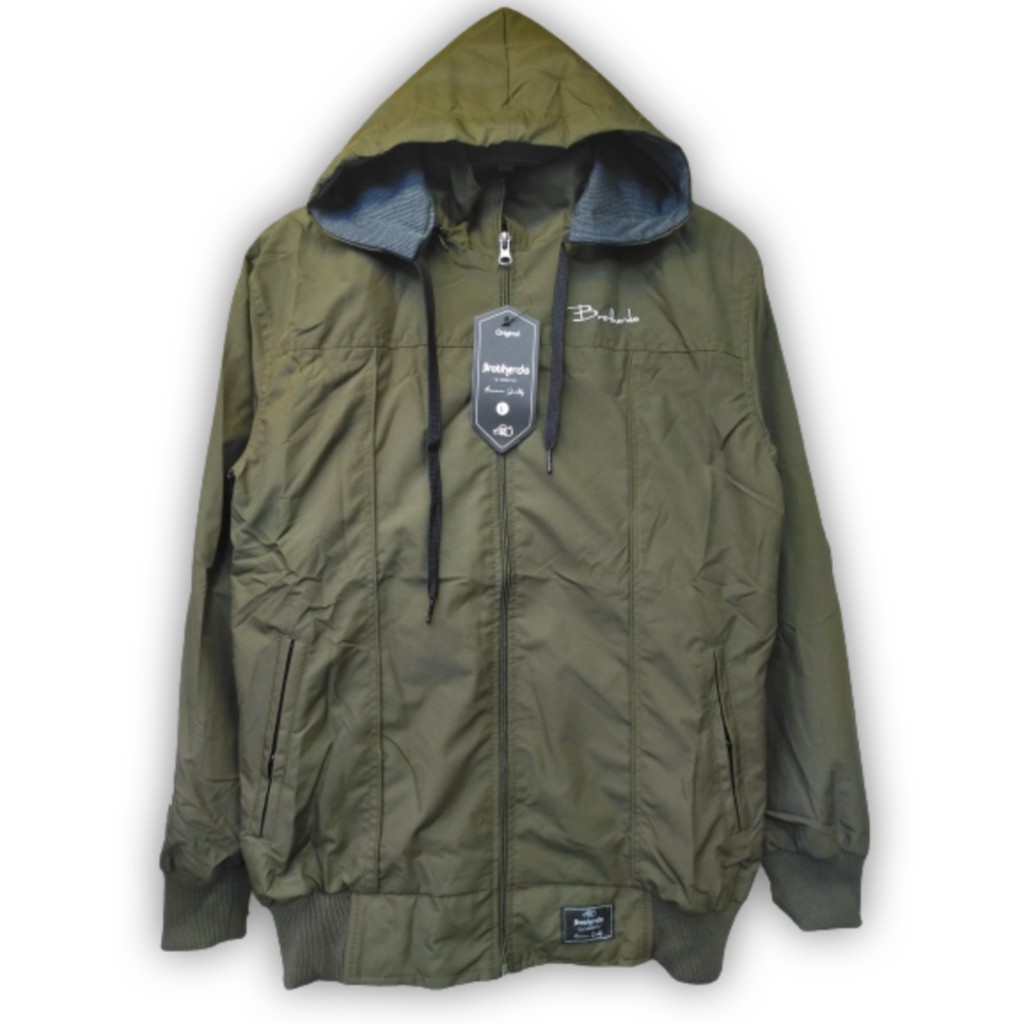 BROTHERDO Jaket Harian Wanita Parasut Taslan JN - All Size terbaru-Hijau Army