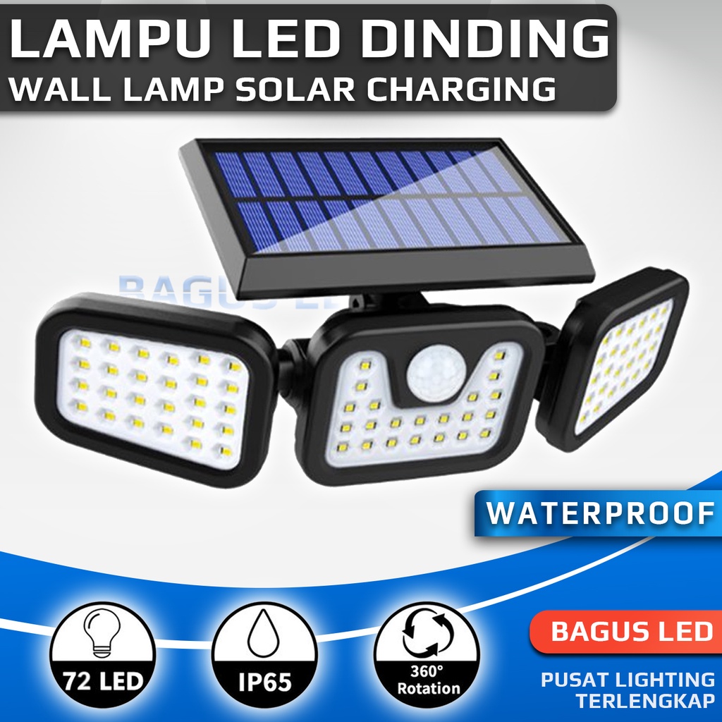 Lampu Dinding Solar Tenaga Surya Sensor Gerak Solar Cell PIR Night Sensor Lamp 74 LED