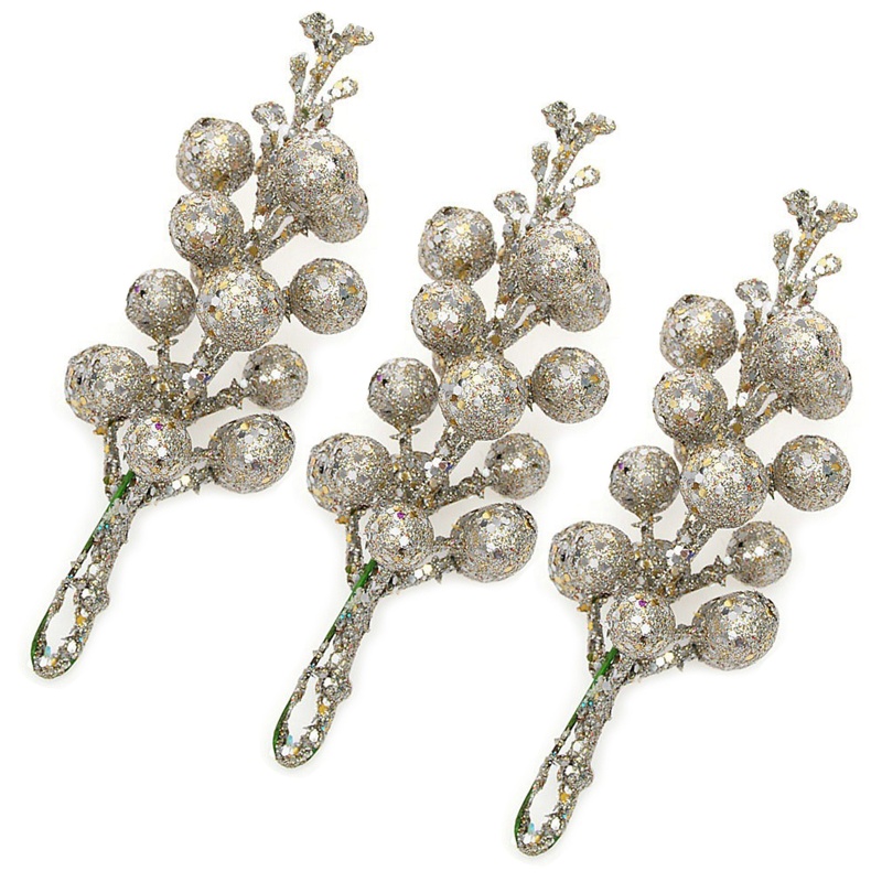 Ornamen Berry Glitter Untuk Dekorasi Natal
