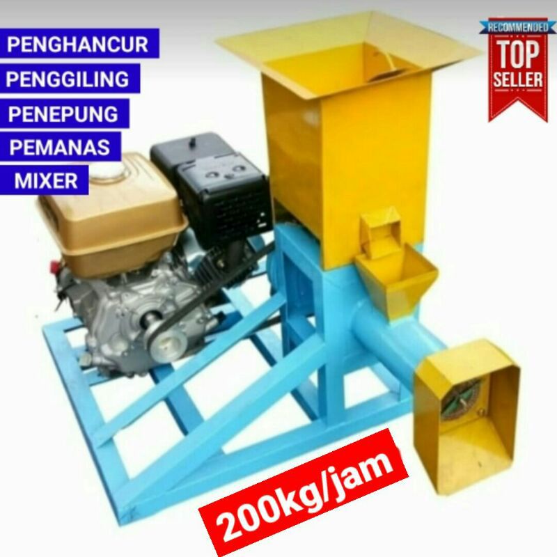 Mesin Cetak Pelet Ikan Apung Bulat langsung Kering Lumpang RYT200 Pakai Engine Bensin Lele Hias Koi