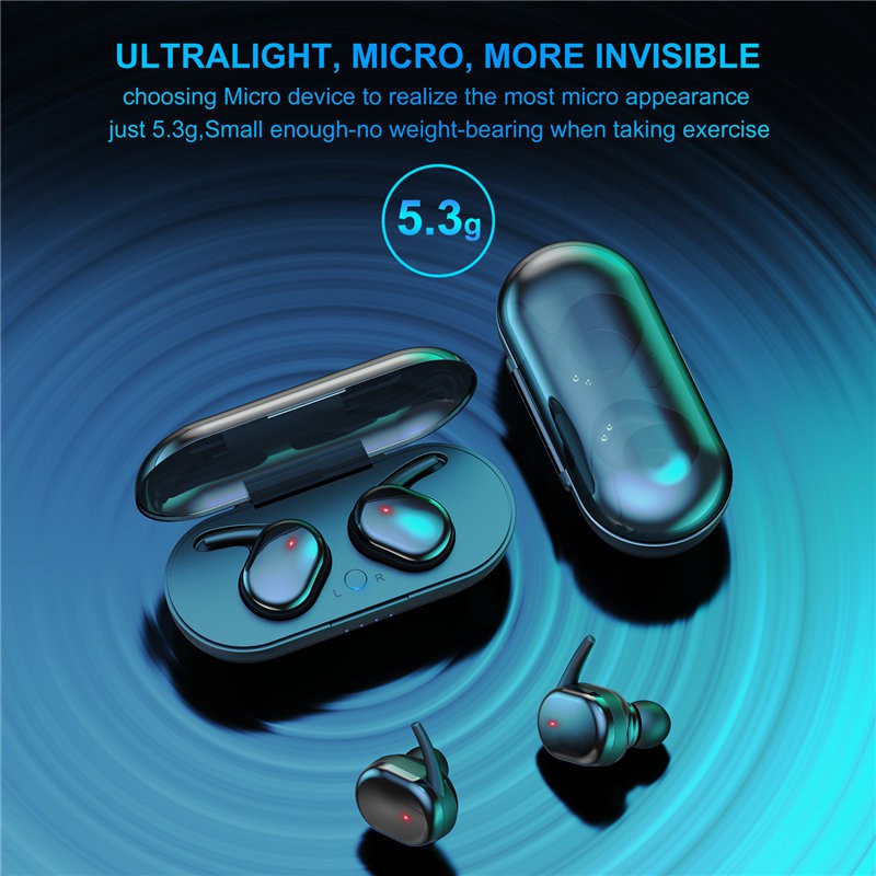 Wireless Earphone TWS Dengan Mikrofon 5.0 Bluetooth Earphone Bluetooth HiFi Stereo Wireless Waterproof Earbuds