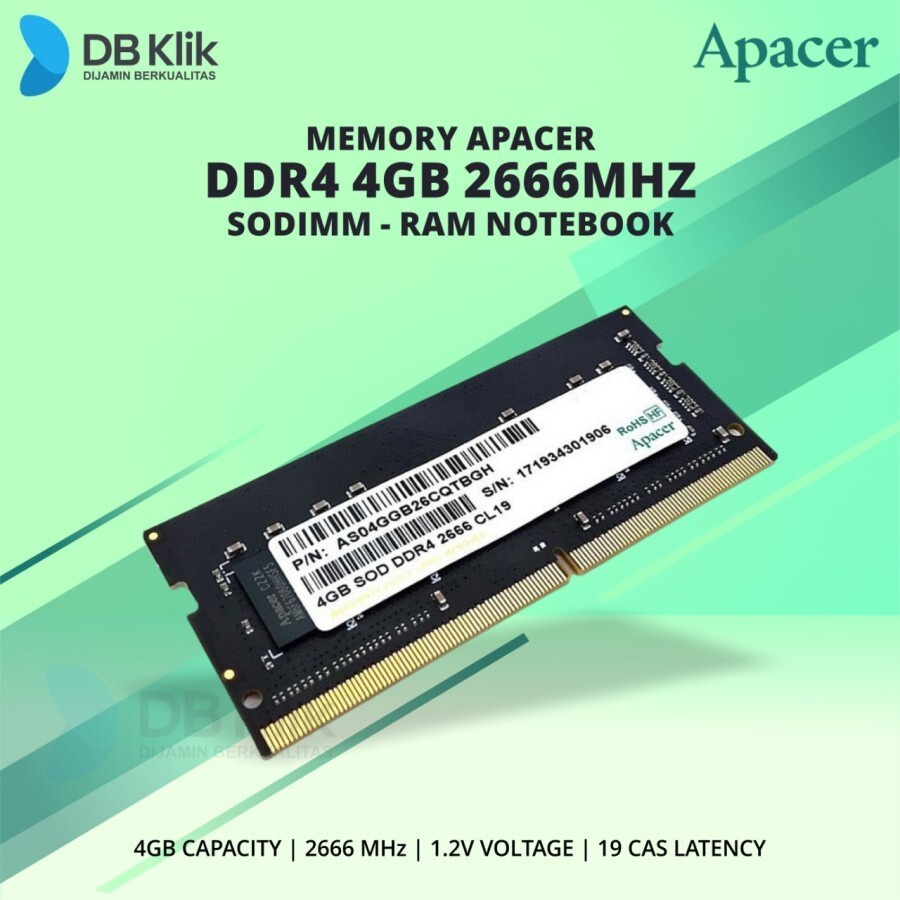 Memory APACER DDR4 4GB 2666MHZ SODIMM - RAM Notebook APACER DDR4 4GB