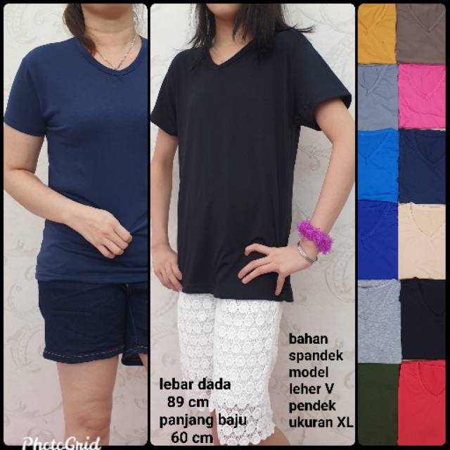 BH 185 Bahan spandek kaos v neck ukuran XL