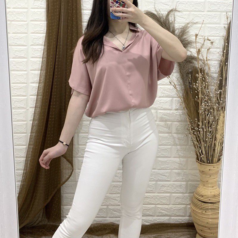 blouse rayon twill/atasan wanita/casual/bisa buat jalan dan nyantai