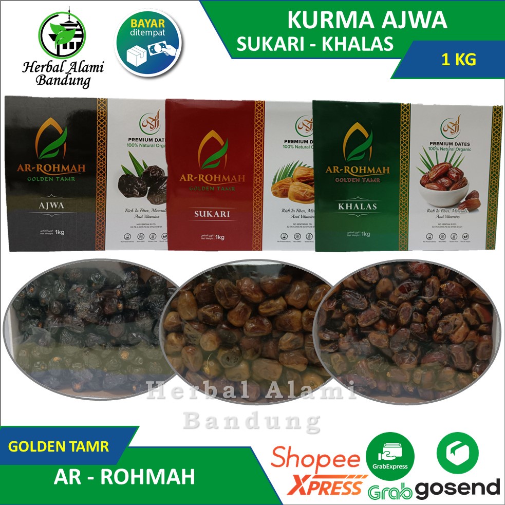 

Kurma SUKARI AJWA KHALAS 1kg Premium Ar Rohmah