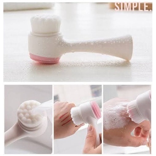 Alat Cuci Muka 2in1 Facial Brush Cleansing Silicone Sikat Pembersih Wajah 2 Sisi Silikon Bulu Halus