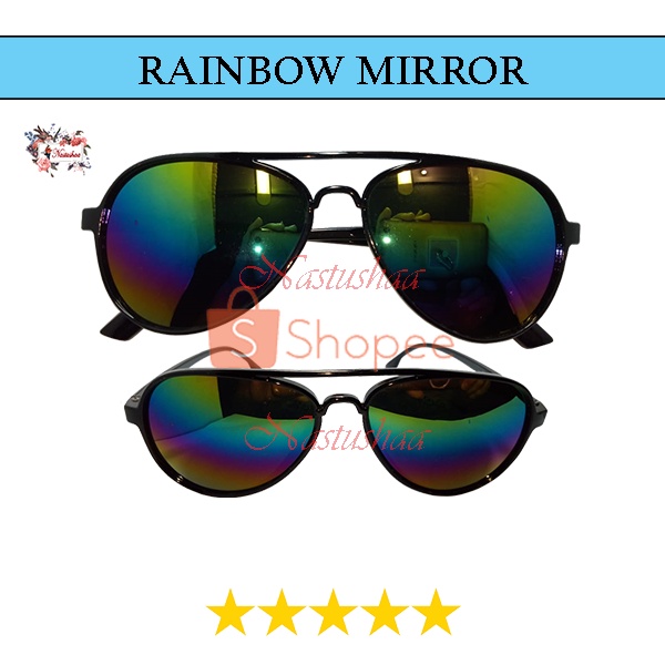 Kacamata Lensa Hitam Mirror Import Kaca Mata Model Aviator Anti UV Protection Sunglasses Outdoor Pria dan Wanita FREECASE