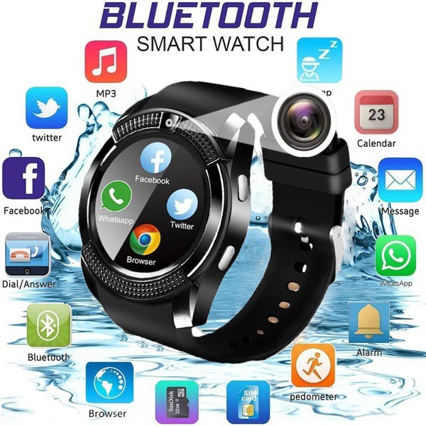 [COD] V8 Smartwatch GSM Bluetooth Smart Bracelet Pedometer Health Monitor Support SIM TF Card