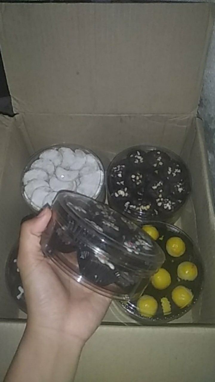 Per 12 Pcs Toples Kue Kering Bulat 1/4 Kg Ld0167 Stoples Plastik Mika Seperempat Delice Ld 0167