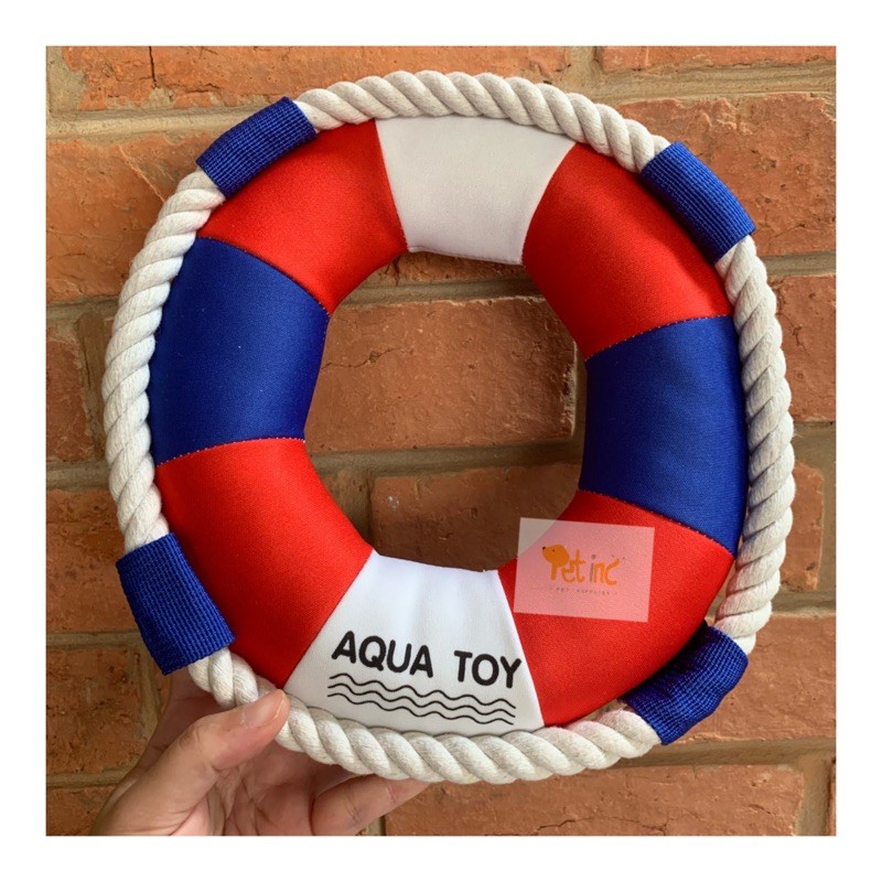 Aqua toy life saver squeaky and rope toy