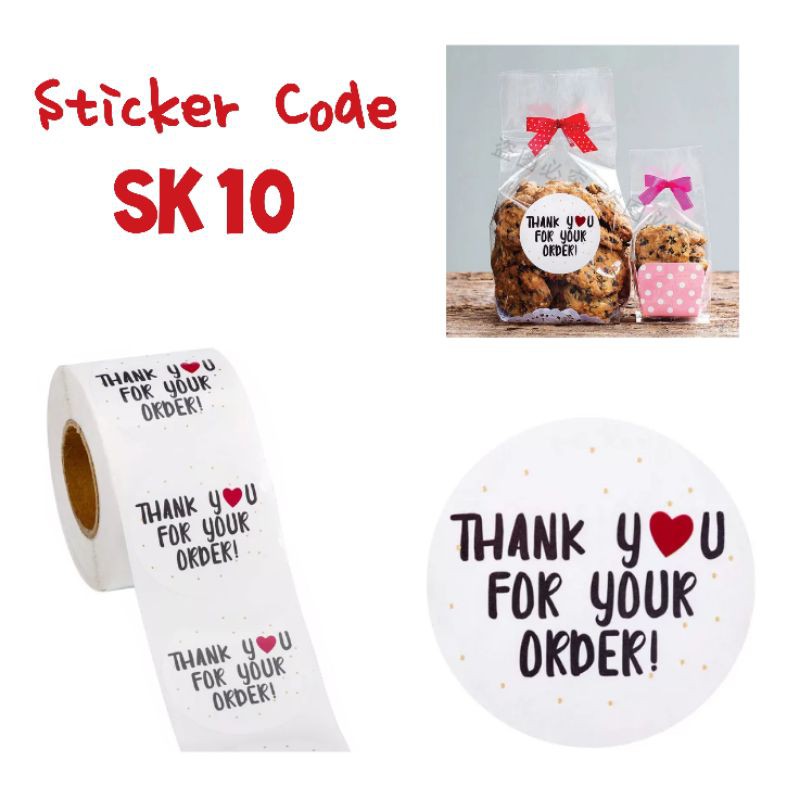 Stiker thank you bulat diameter 2.5cm isi 50pcs perpack-SK 10