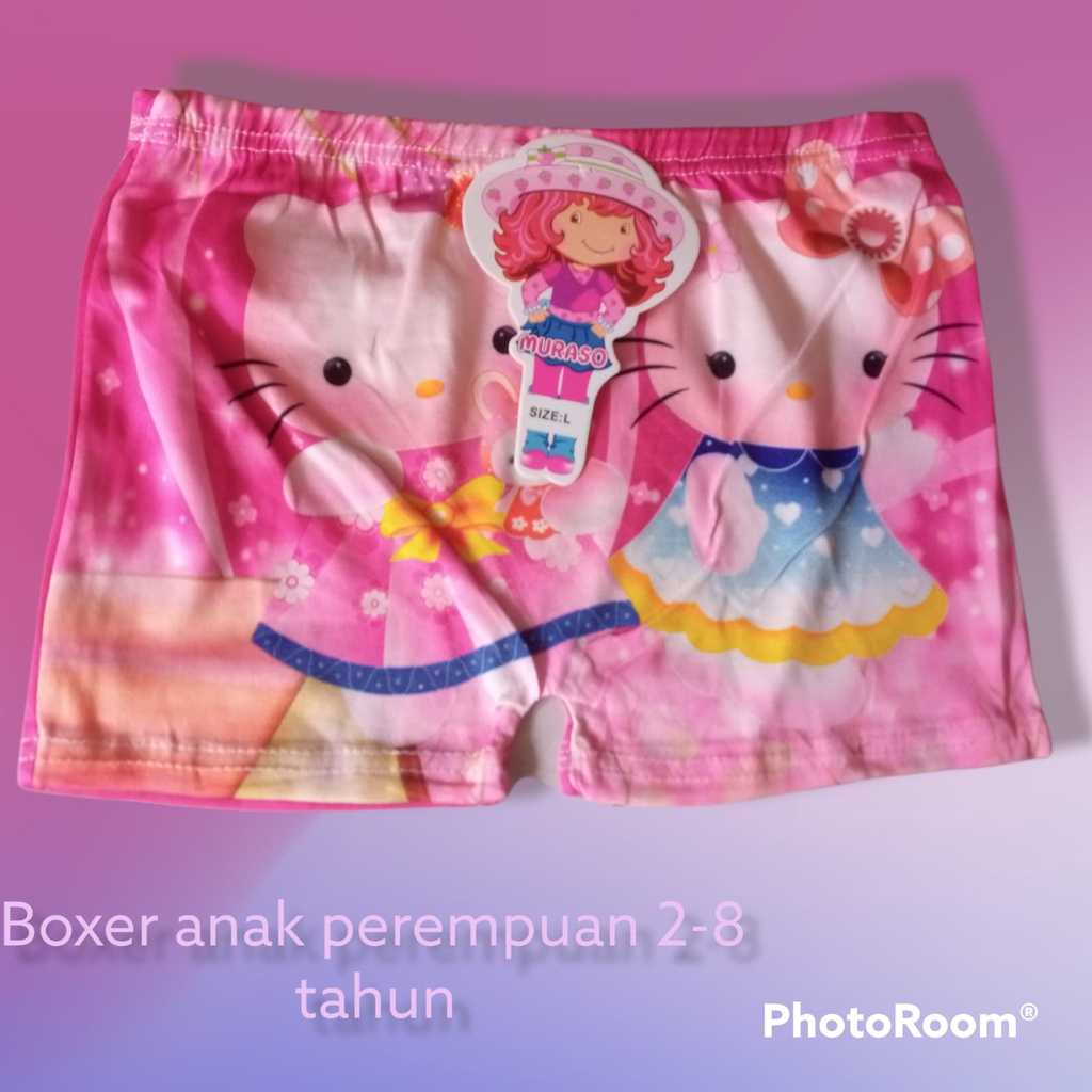 Celana boxer anak perempuan 2-7 tahun (Lembut  dan nyaman dipakai, bisa untuk renang, Size  M L XL) Full Print motif Hello Kity|Frozen|Elsa dll Jual Ecer  dengan Harga Grosir