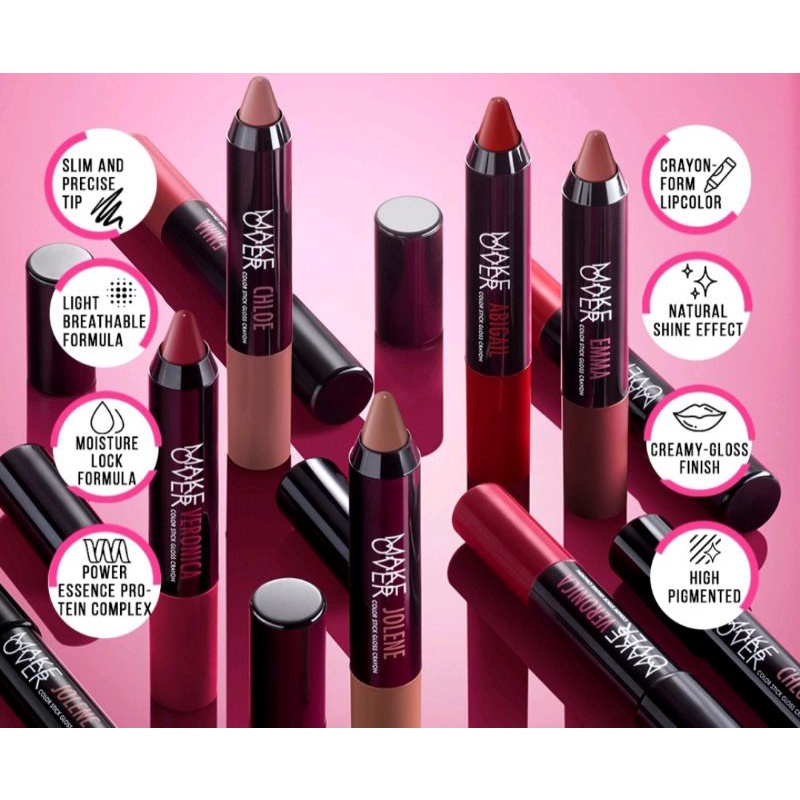 Make Over Color Stick Gloss Crayon - lipstick lipstik make over asli original BPOM