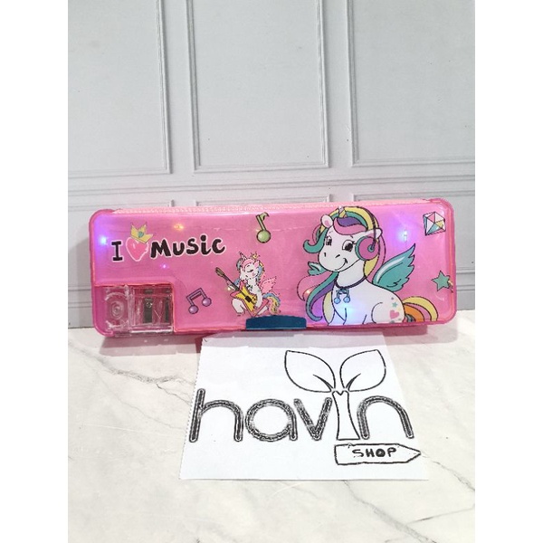 kotak pensil lampu/pencil case LED/kotak pensil MAGNET NYALA/MAGNET LED-Unicorn MAGLED