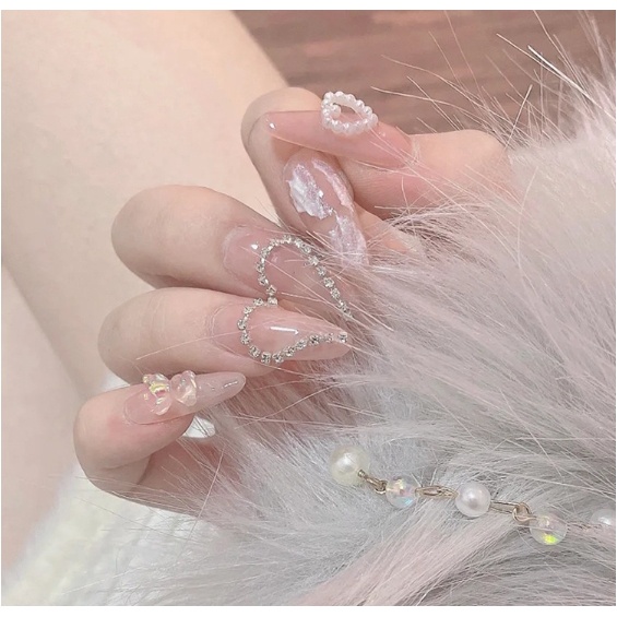 Kuku Palsu Pengantin 3D Free Lem Fake Nail Art Wedding Murah Premium Kuku MUA permata baris