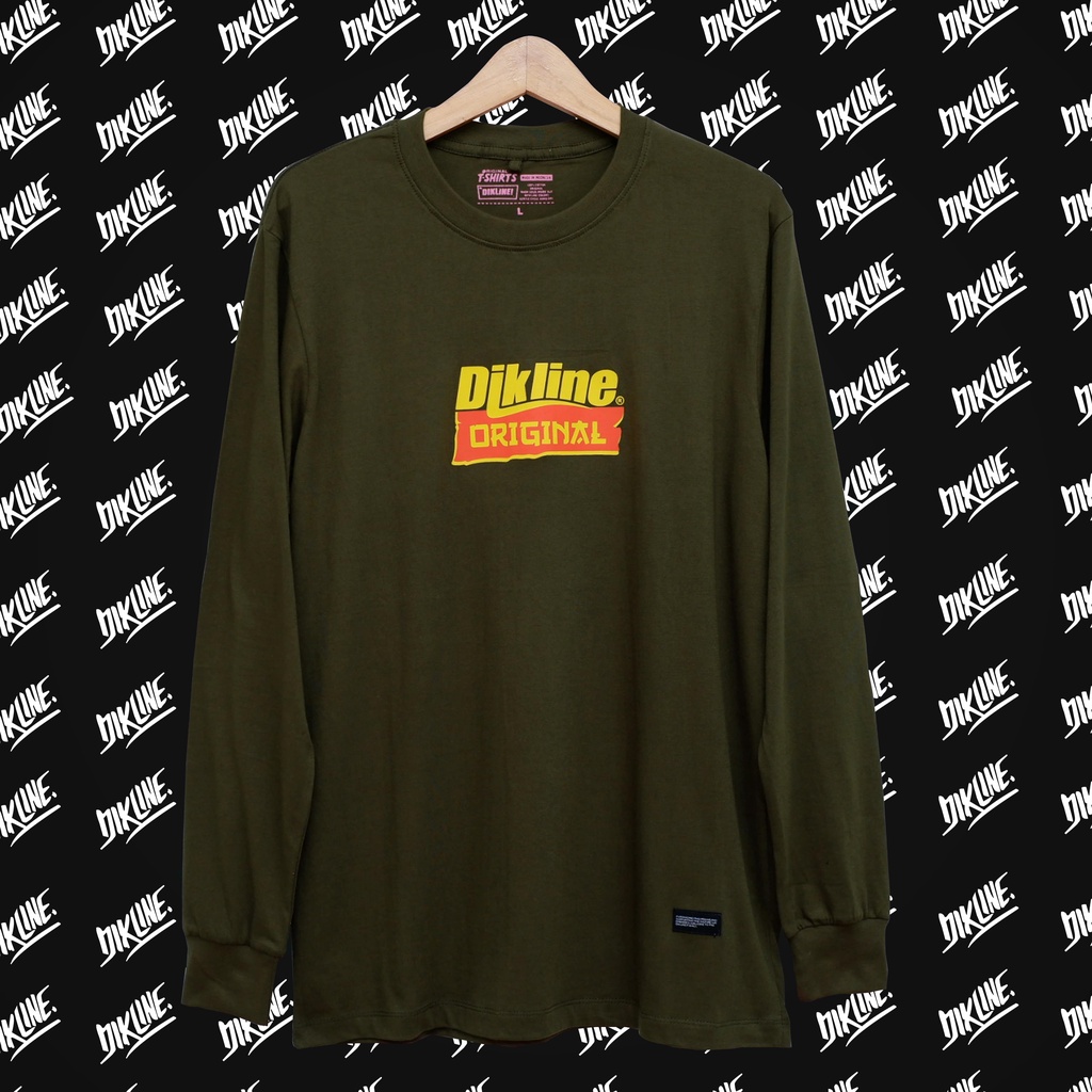 DIKLINE - Baju Kaos Distro Lengan Panjang Original Bandung Keren - Kaus Hijau Army Pria Wanita Cowok