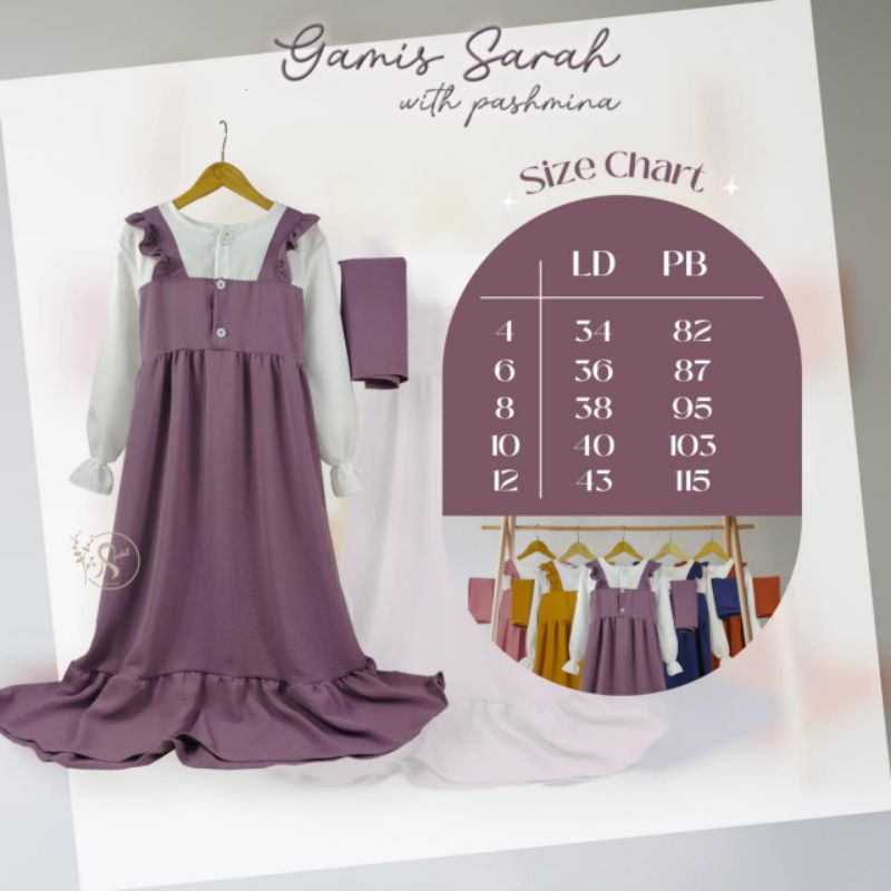 Gamis Anak Perempuan Gamis Sarah Set Pashmina