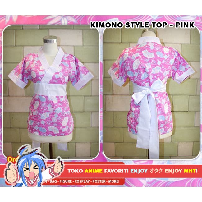 Atasan Kimono (Kimono Top) : Pink Fan