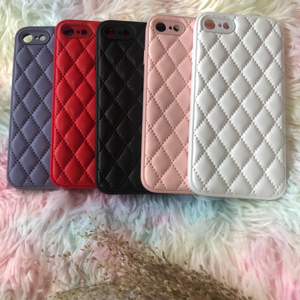 PUFFY Leather Case Bahan Kulit Motif Kotak iPhone 7/8/SE/7plus/8plus/X/Xs/Xr/Xs Max/11/11pro/11promax/12/12mini/12pro/12promax/13/13mini/13pro/13promax