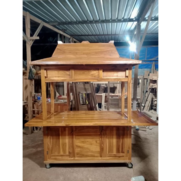 gerobak angkringan kayu jati atap joglo/rombong kayu jati atap joglo