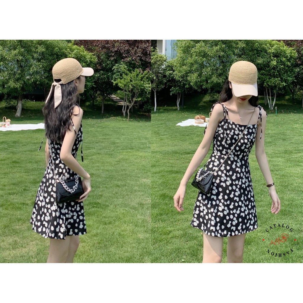 DRESS TALI SUNNY / DRESS PRINT DAISY TALI SPAGHETTI / MINI DRESS KOREAN STYLE