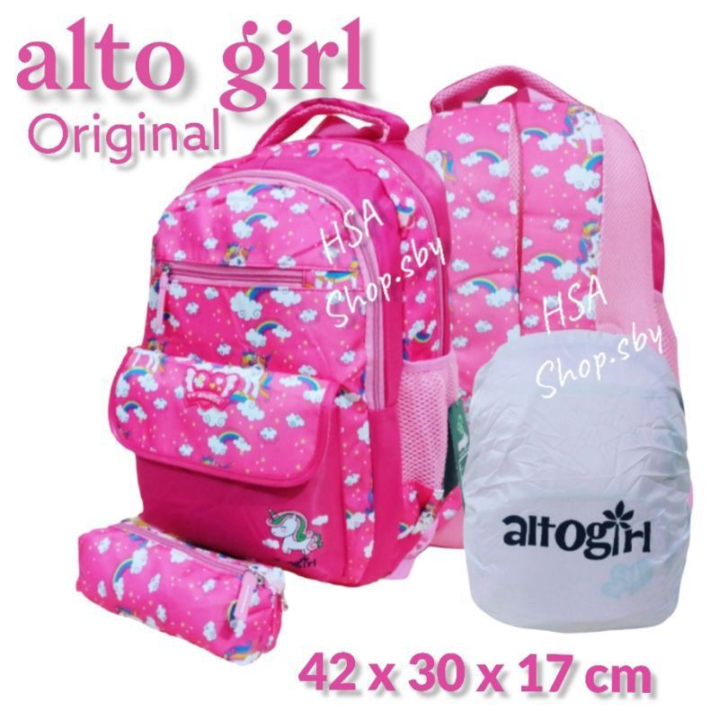 Tas ransel alto tas ransel anak sekolah perempuan SD ,SMP Original-Silver girl 10