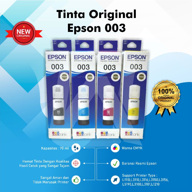 Tinta Epson 003 Original L1110 L3110 L3116 L3150 L3156 L5190