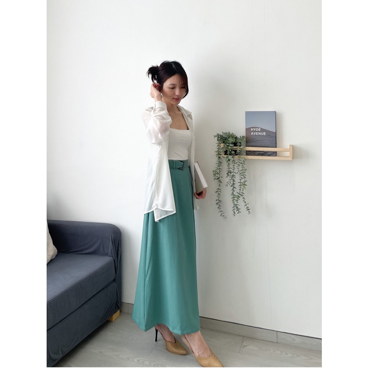 Kadaka B-0143 Long Maxi Skirt Korea Detail Belt