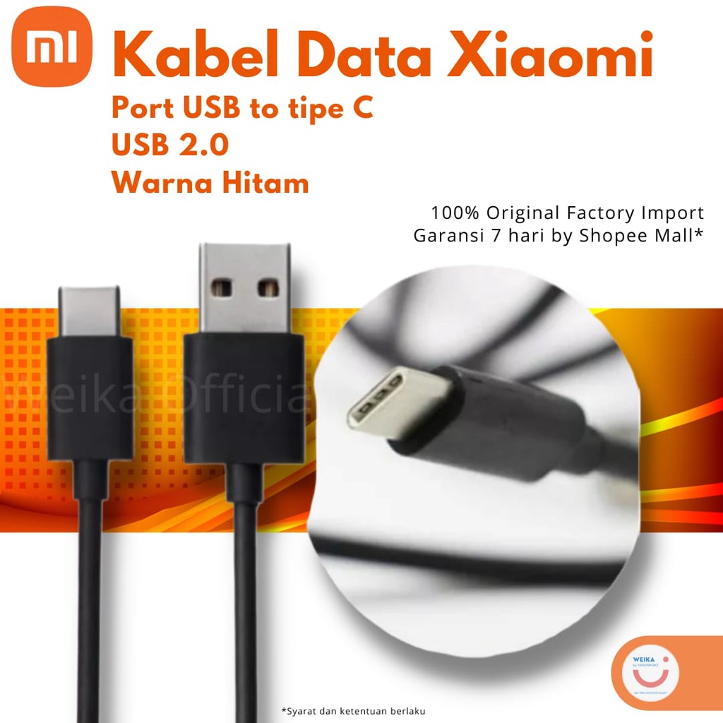 Kabel Data XIAOMI USB tipe C