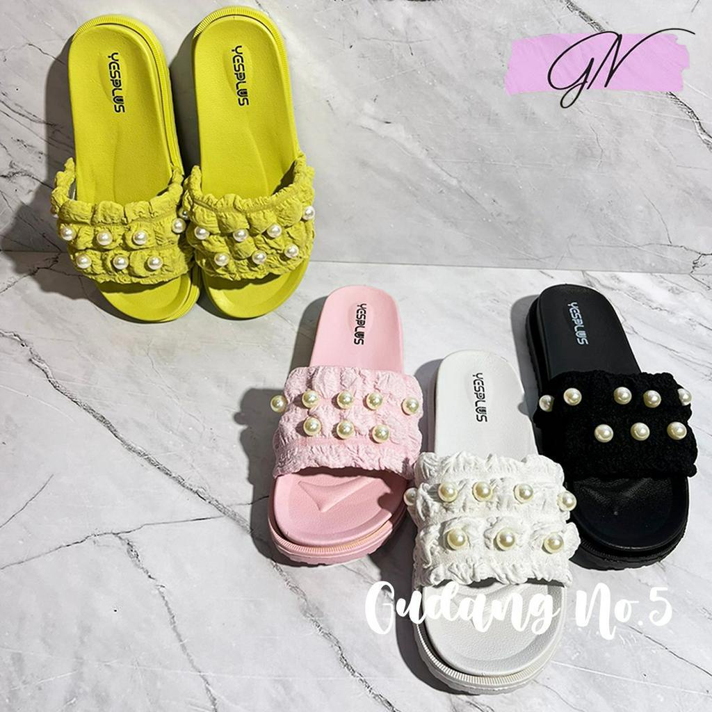 GN-1818 Sandal Selop Korean Style Fashion Wanita Model Mutiara Import Yesplus PCU