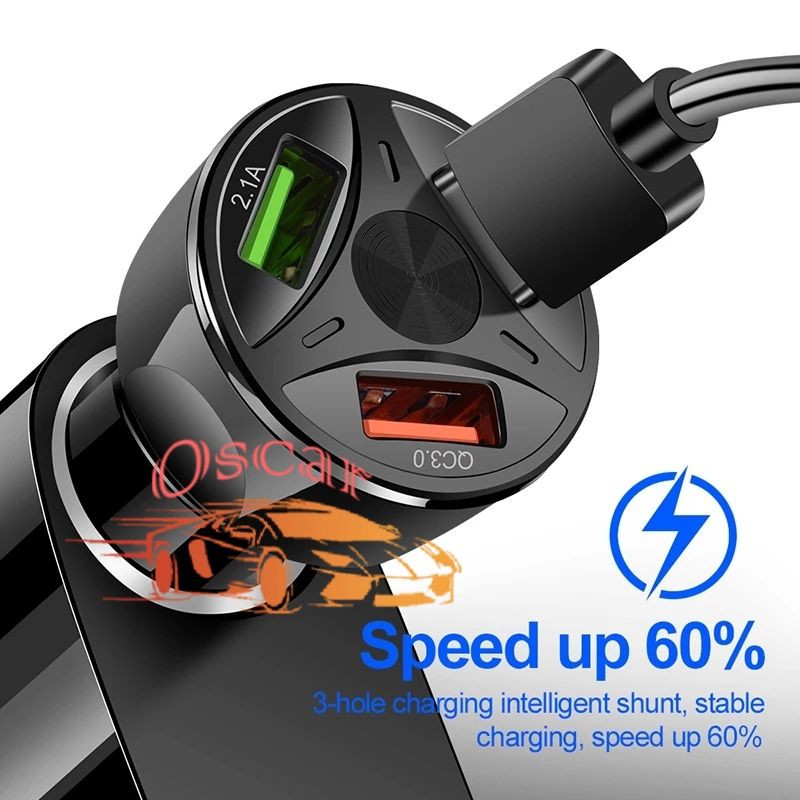 Car Charger HP Mobil Motor 3 USB Ports QC 3.0  Qualcomm fast Charging