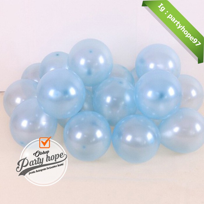 Balon Metalik Biru Muda / Balon Latex Warna Biru Muda / Balon Karet