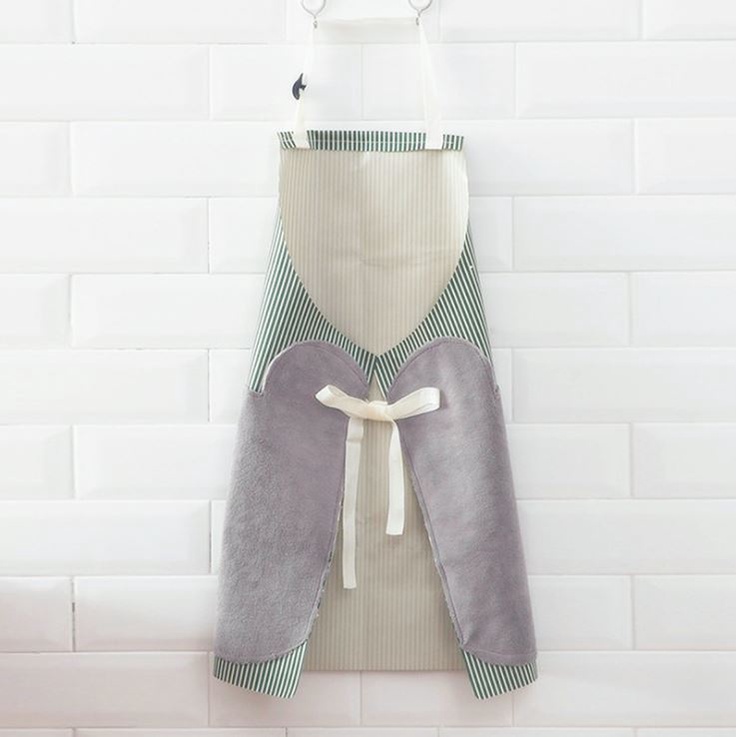 Apron Masak Celemek Dapur Anti Air Waterproof Korean Strip Style Pelindung Badan Termurah Berkualitas