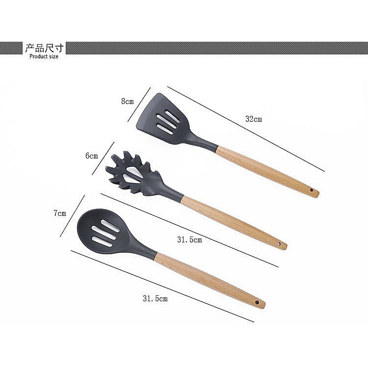 IDEALIFE IL-172a Kitchen Utensile Set Silicone Spatula Sodet Alat Masak Dapur Kitchen Utensils Set IL-172A Handle Kayu