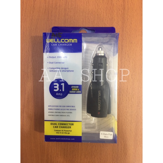 CHARGER MOBIL WELLCOMM CAR CHARGER 2OUTPUT WELLCOMM CHARGER MOBIL